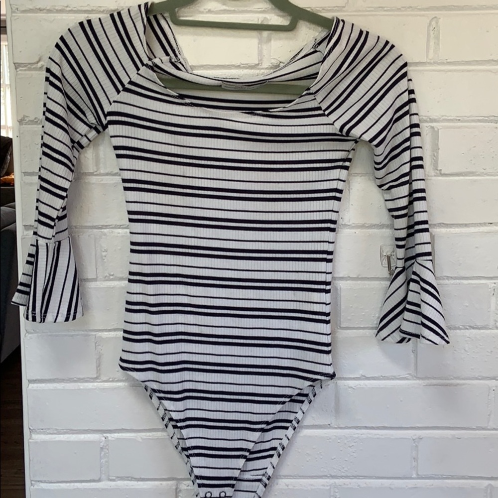 Striped Bell Sleeve Bodysuit